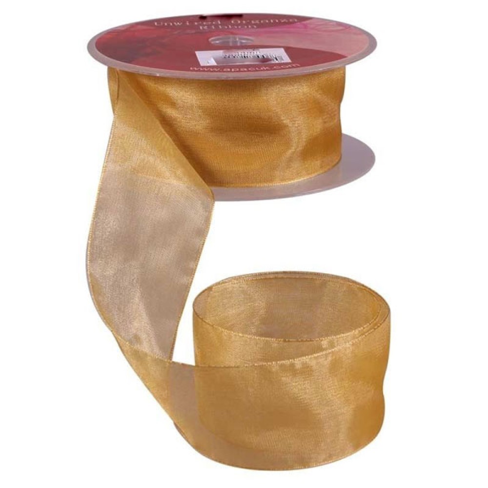 Woven Edge Organza Ribbon Old Gold Ribbons